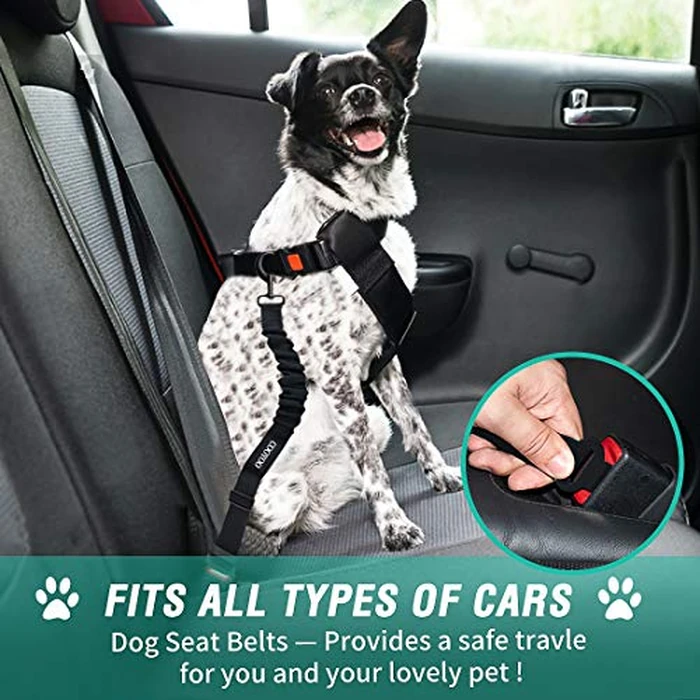 COOYOO Dog Seat Belt,Retractable Dog Car Harness Seat Belt for Car Adjustable Nylon Pet Safety Seat Belts Heavy Duty & Elastic Bungee Buffer by COOYOO - Image 2