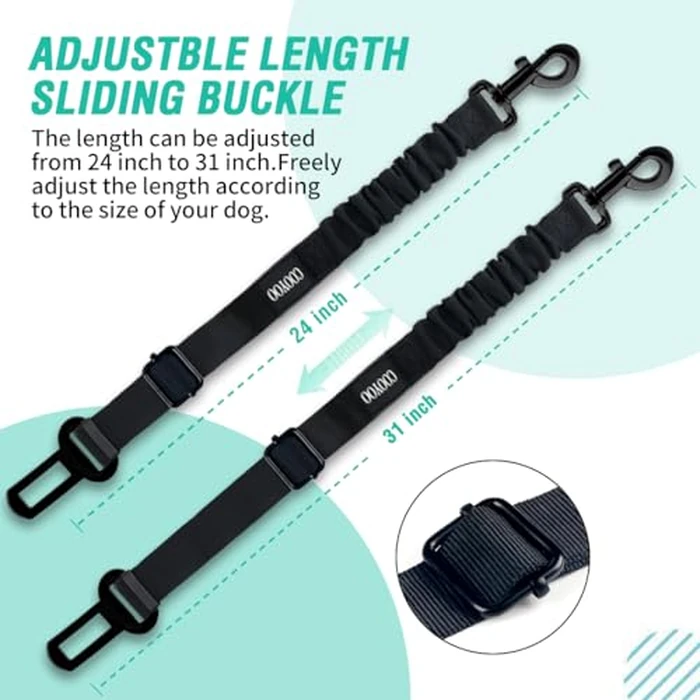 COOYOO Dog Seat Belt,Retractable Dog Car Harness Seat Belt for Car Adjustable Nylon Pet Safety Seat Belts Heavy Duty & Elastic Bungee Buffer by COOYOO - Image 4
