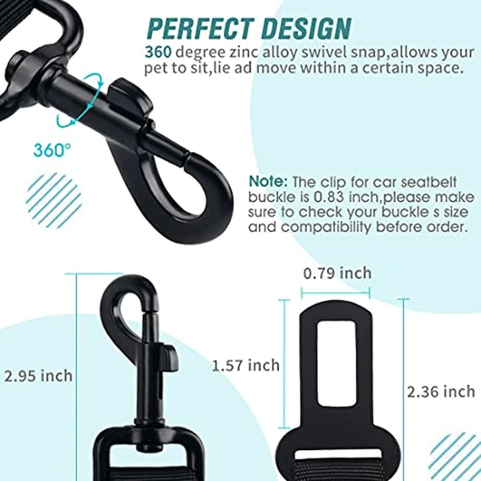 COOYOO Dog Seat Belt,Retractable Dog Car Harness Seat Belt for Car Adjustable Nylon Pet Safety Seat Belts Heavy Duty & Elastic Bungee Buffer by COOYOO - Image 5