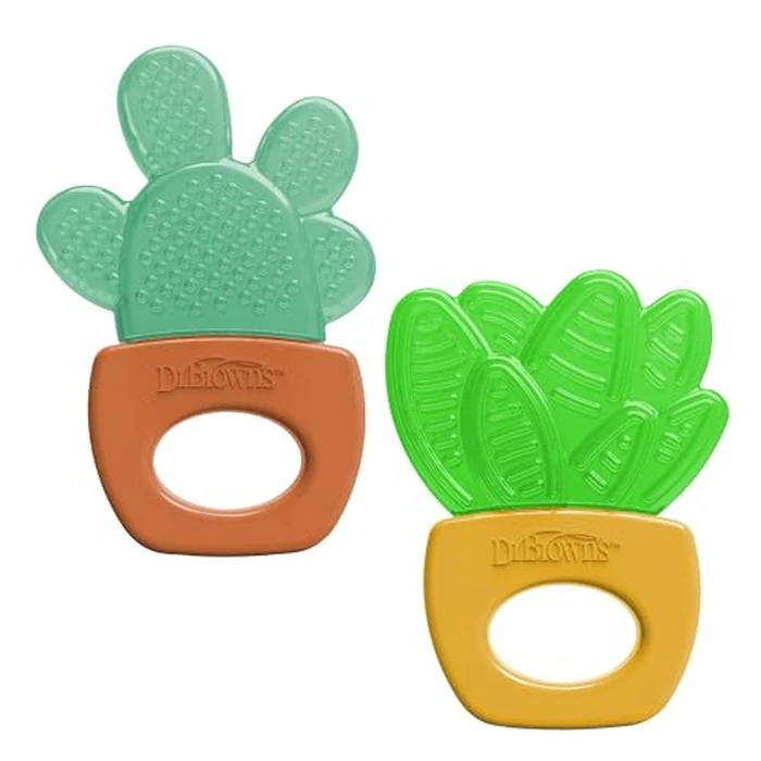 Dr. Brown's AquaCool Water-Filled Teether, Cooling Baby Teether Toy for Sore Gums, Green Cactus, BPA-Free, 3m+, 2-Pack by Dr. Brown's - Used - Like New condition - US$4.45