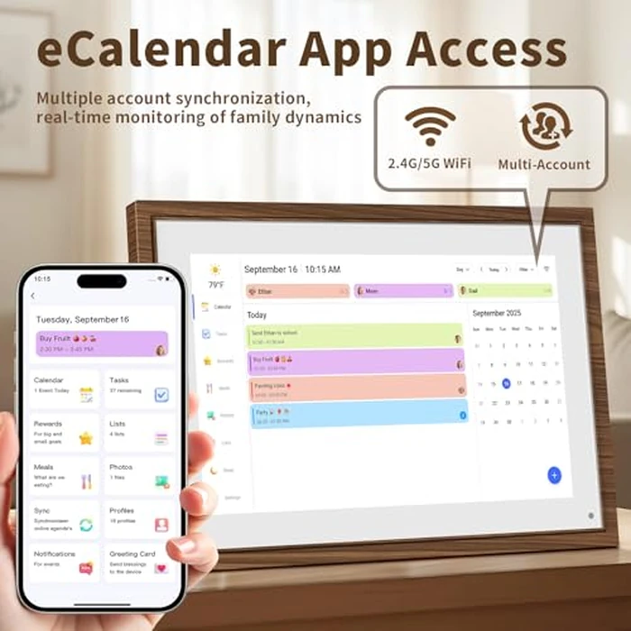 10.1 Inch Digital Calendar Chore Chart with Touchscreen - Full HD Interactive Display, Wall & Desk Mountable Family Planner, to-Do List & Meal Planner, Digital Picture Frame Gifts for Women Mom by Canupdog - Image 5