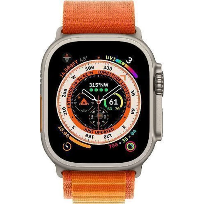 Apple Watch Ultra (Cellular + GPS) - 32GB - 49mm - Titanium Titanium Case with Orange Textile Alpine Loop Band - One Size by Apple - Refurbished - Acceptable condition - US$303.44
