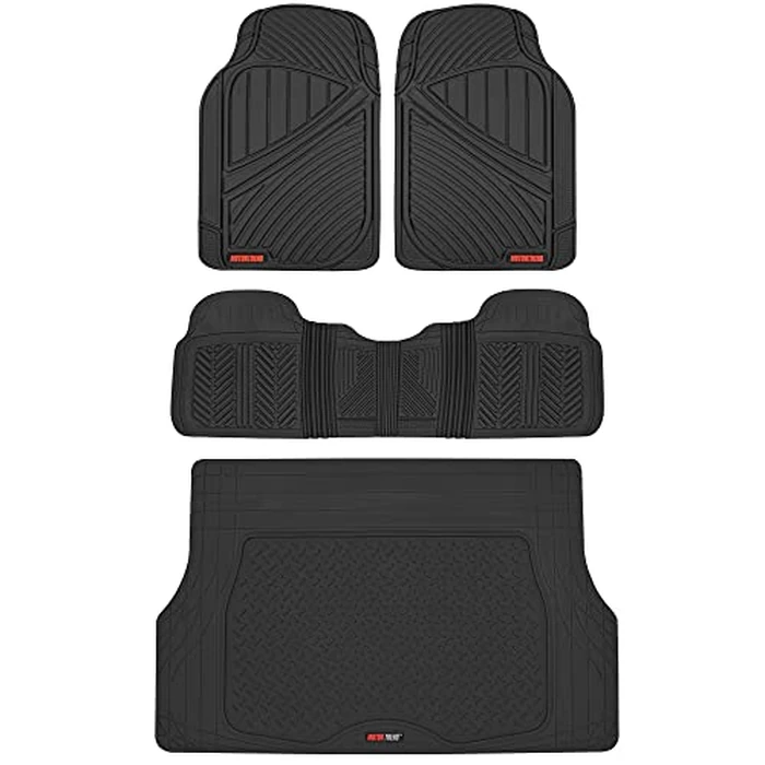 Motor Trend FlexTough Performance All Weather Rubber Car Floor Mats with Cargo Liner - Full Set Front & Rear Floor Mats for Cars Truck SUV, Automotive Floor Mats (Black) by Motor Trend - Image 1