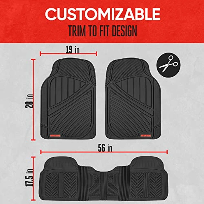 Motor Trend FlexTough Performance All Weather Rubber Car Floor Mats with Cargo Liner - Full Set Front & Rear Floor Mats for Cars Truck SUV, Automotive Floor Mats (Black) by Motor Trend - Image 6