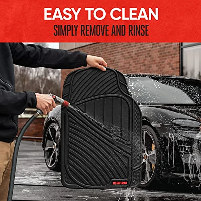 Motor Trend FlexTough Performance All Weather Rubber Car Floor Mats with Cargo Liner - Full Set Front & Rear Floor Mats for Cars Truck SUV, Automotive Floor Mats (Black) by Motor Trend - Image 8
