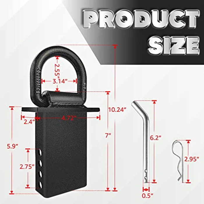 VONLX Stake Pocket D Rings 4Pcs 18000lbs Heavy Duty Removable D-Ring Stake Pocket Tie Down for Utility Trailers and Flatbeds with Hitch Pin, Removable Tie Down Utility for Flatbed Cargo Trucks, Black by VONLX - Image 3