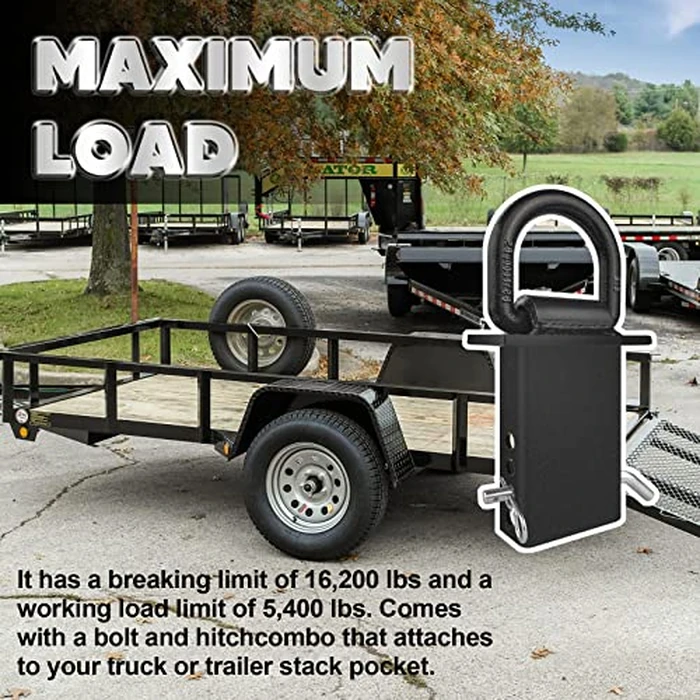 VONLX Stake Pocket D Rings 4Pcs 18000lbs Heavy Duty Removable D-Ring Stake Pocket Tie Down for Utility Trailers and Flatbeds with Hitch Pin, Removable Tie Down Utility for Flatbed Cargo Trucks, Black by VONLX - Image 4