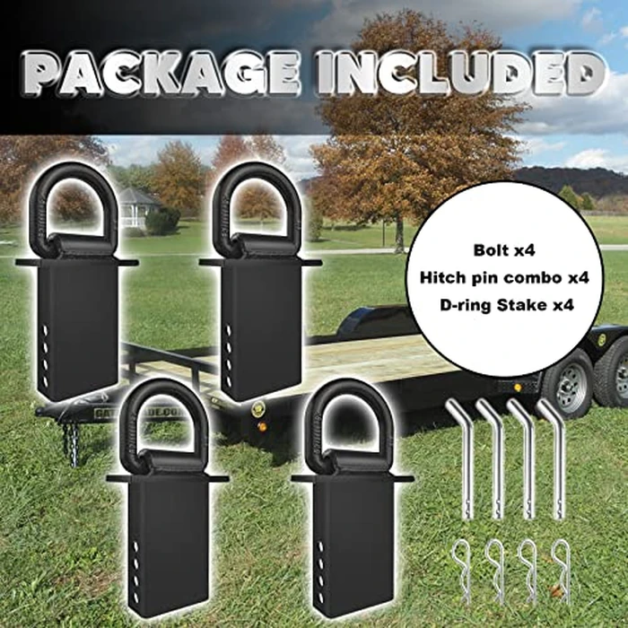 VONLX Stake Pocket D Rings 4Pcs 18000lbs Heavy Duty Removable D-Ring Stake Pocket Tie Down for Utility Trailers and Flatbeds with Hitch Pin, Removable Tie Down Utility for Flatbed Cargo Trucks, Black by VONLX - Image 5