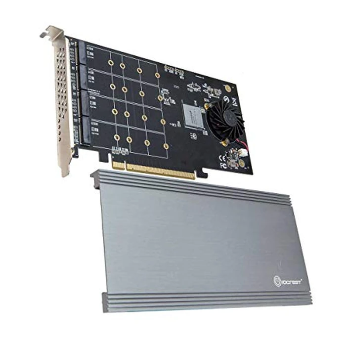 IO Crest Quad M.2 NVMe Ports to PCIe 3.0 x16 Interface x8 Bandwidth Bifurcation Riser Controller - Support Non-Bifurcation Motherboard by Syba - Used - Like New condition - CA$156.23