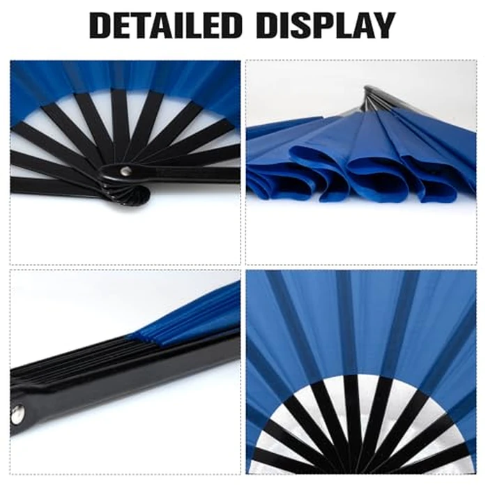 QIRMIZI 10PCS Large Folding Hand Rave Fan - Popping Fan Clacking Fans for Chinese Kung Fu, Tai Chi, Dance, Music Festivals,Carnivals, Weddings, EDM Events, Parties & Decorations,Royal Blue by QIRMIZI - Image 5