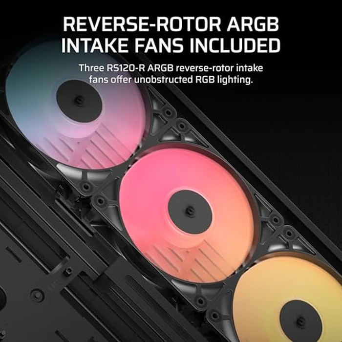 CORSAIR Frame 4500X RS-R ARGB Panoramic Glass Mid-Tower PC Case - InfiniRail Mounting System, Fits Dual 360mm Radiators, GPU Anti-Sag, 3X RS120R Fans Included - Black by Corsair - Image 5