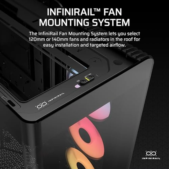 CORSAIR Frame 4500X RS-R ARGB Panoramic Glass Mid-Tower PC Case - InfiniRail Mounting System, Fits Dual 360mm Radiators, GPU Anti-Sag, 3X RS120R Fans Included - Black by Corsair - Image 6