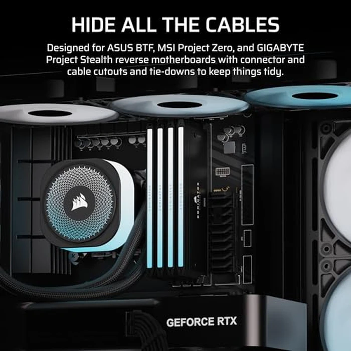 CORSAIR Frame 4500X RS-R ARGB Panoramic Glass Mid-Tower PC Case - InfiniRail Mounting System, Fits Dual 360mm Radiators, GPU Anti-Sag, 3X RS120R Fans Included - Black by Corsair - Image 8