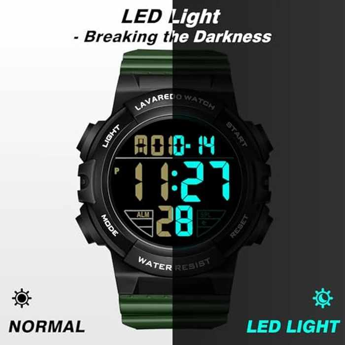 Bomieux Mens Digital Watch, Sport Military Watches for Men Waterproof LED Screen Large Face Tactical Watch with Backlight Alarm Stopwatch Wrist Watch by Bomieux - Image 4