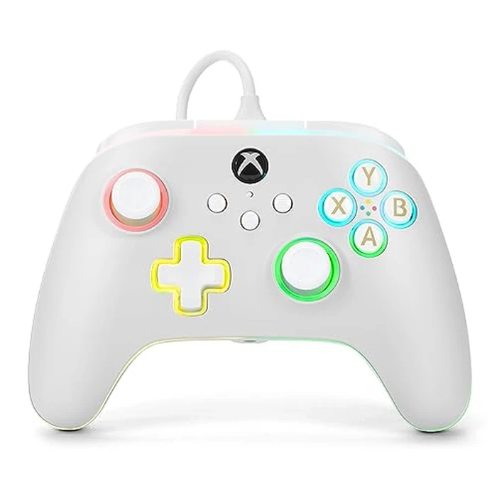 PowerA Advantage Wired Controller for Xbox Series X|S with Lumectra - White, gamepad, wired video game controller, gaming controller, works with Xbox One and Windows 10/11, Officially Licensed for Xbox by PowerA - Image 1