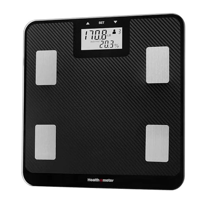 Health o meter Digital Body Composition Scale - BMI, Body Fat & Water Mass Measurement, Multi-User Tracking, 450 lb Capacity, Step-On Carbon Fiber Platform, Backlit Display, 3 AAA Batteries Included by Health o meter - Used - Like New condition
