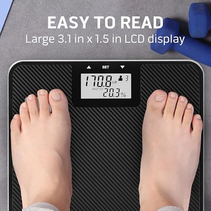 Health o meter Digital Body Composition Scale - BMI, Body Fat & Water Mass Measurement, Multi-User Tracking, 450 lb Capacity, Step-On Carbon Fiber Platform, Backlit Display, 3 AAA Batteries Included by Health o meter - Image 4