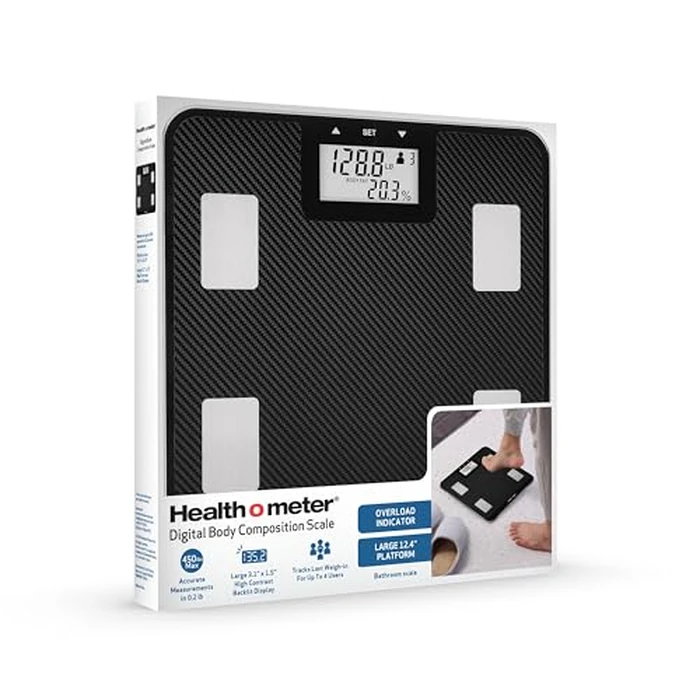 Health o meter Digital Body Composition Scale - BMI, Body Fat & Water Mass Measurement, Multi-User Tracking, 450 lb Capacity, Step-On Carbon Fiber Platform, Backlit Display, 3 AAA Batteries Included by Health o meter - Image 8