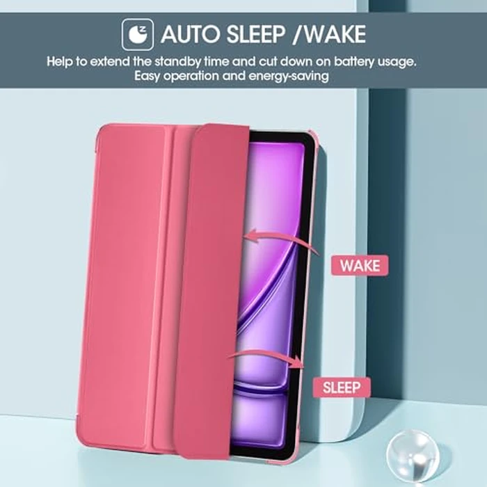 ProCase for New iPad Air 13 Inch Case M4/M3/M2 (2026/2025/2024), 13" Slim Smart Cover with Translucent Hard Shell Back, Supports Touch ID, Auto Wake/Sleep -Melonpink by ProCase - Image 3