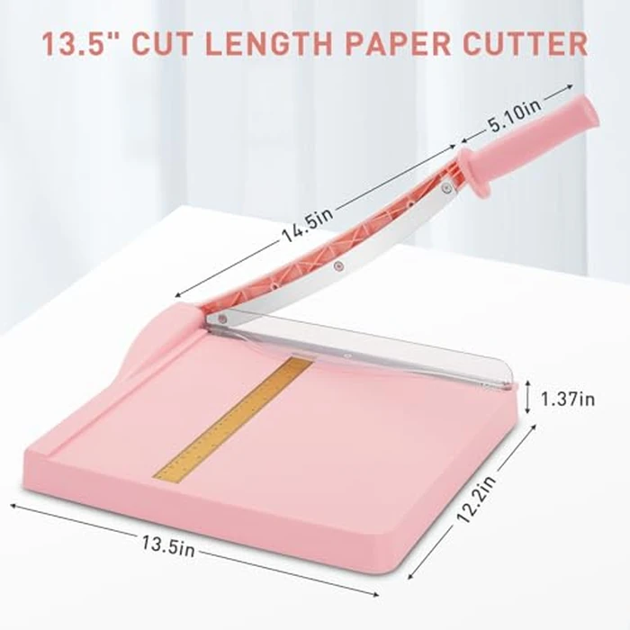Paper Cutter, Paper Slicer with Safety Guard and Blade Lock, 12" Cut Length Guillotine Paper Cutter with 16 Sheet Capacity, Paper Cutters and Trimmers for Cardstock Cardboard (Pink) by NOKAPIN - Image 2