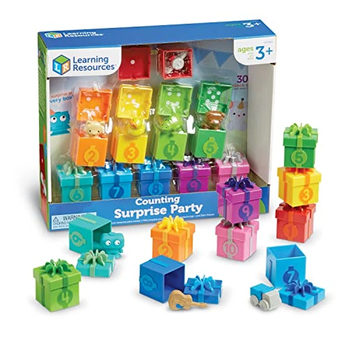 Learning Resources Counting Surprise Party - Toddler Montessori Toys, Stacking Preschool Activities, Matching Color Game, Homeschool, Fine Motor Skills, Gifts For Boys And Girls, Manipulatives by Learning Resources - Used - Very Good condition