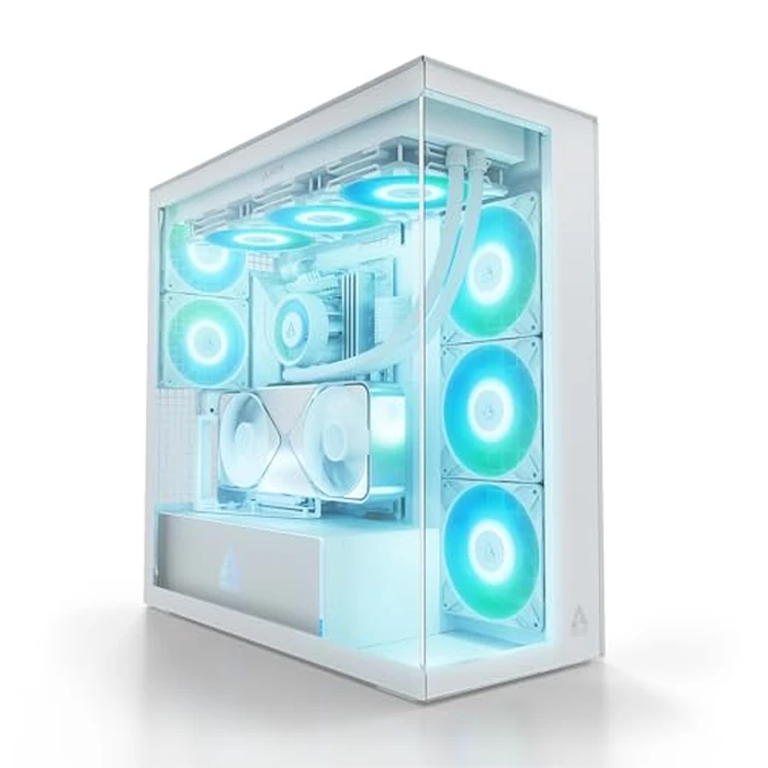 ARCTIC Xtender VG (White) with Vertical GPU Mount - PC Case, Tempered Panorama Glass, 2 x 420 mm Radiator Support, Full Tower, Big Tower, E-ATX, 5X A-RGB Fans pre-Mounted - White by ARCTIC - Used - Very Good condition