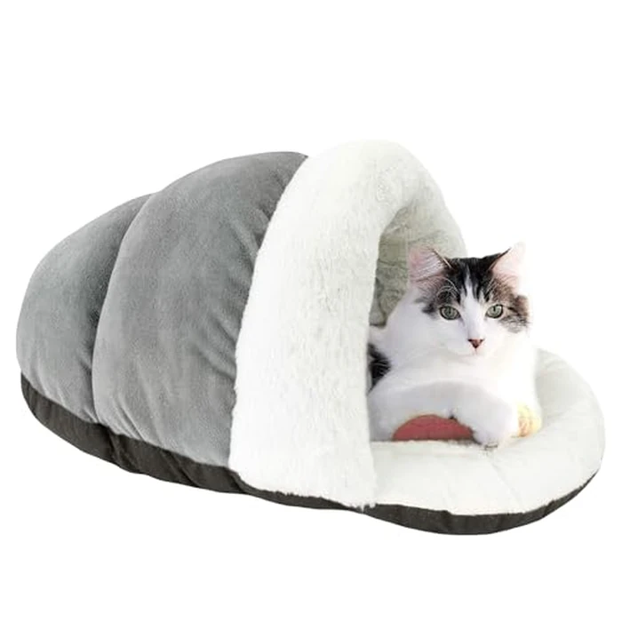 ASPCA - Cat Cave Bed for Indoor Cats Cozy Warm Felt House Dome for Cats & Kittens Soft, Warm & Plush Cave Bed with Removable Cushion Enclosed Pet Hideout Comfort Security 23' x 17" x 6" by ASPCA - Used - Good condition