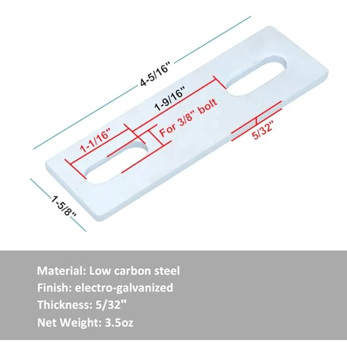 10 Pcs Washer Plate, 1-5/8" x 4-5/16" for 3/8" Bolt, Electro-Galvanized Steel, 5/32" Thick by YIDU69Q - Image 2