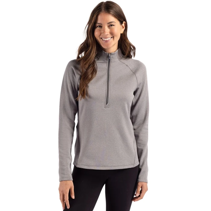 Cutter & Buck Peshastin Eco Fleece Recycled Womens Half Zip Pullover, Elemental Grey Heather, M by Cutter & Buck - Used - Like New condition - US$37.15