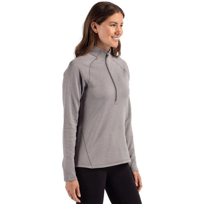 Cutter & Buck Peshastin Eco Fleece Recycled Womens Half Zip Pullover, Elemental Grey Heather, M by Cutter & Buck - Image 3