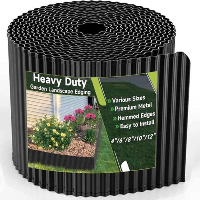 Corrugated Garden Edging,6"x20Ft Galvanized Steel Landscape Edging & Lawn Edging Border,Metal Garden Border for Flower Beds,Garden,Lawn,Raised Beds & Tree Surrounds(Black) by GTSABWAY - Used - Very Good condition - US$22.22