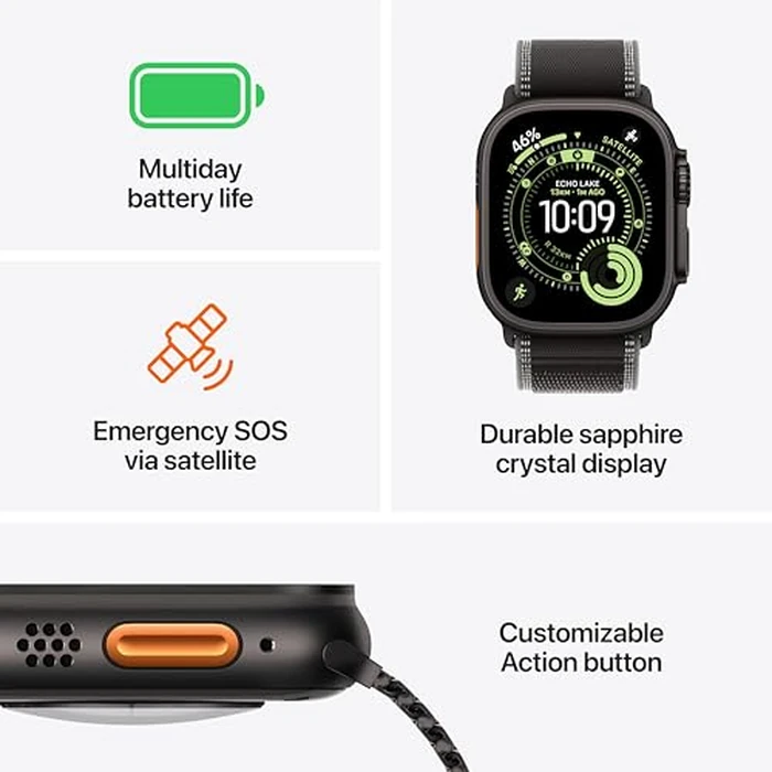 Apple Watch Ultra 3 GPS + Cellular 49mm Natural Titanium Case with Blue/Bright Blue Trail Loop - M/L by Apple - Image 3