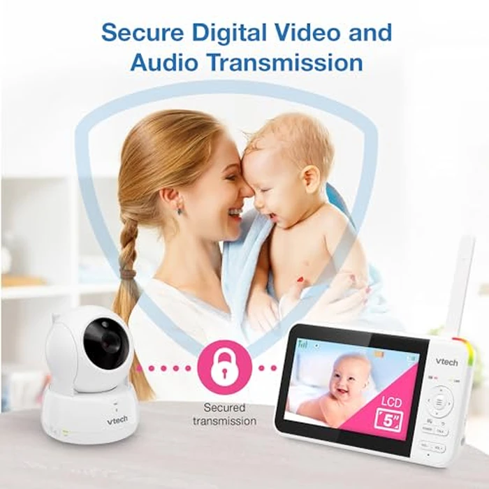 VTech VM924-2 5" Pan Tilt Zoom Video Baby Monitor with 2 Cameras - No WiFi, 17Hr Battery, 1000ft Range, Night Vision, Lullabies & Temperature Sensor - Ideal for New Parents & Twins by VTech - Image 4