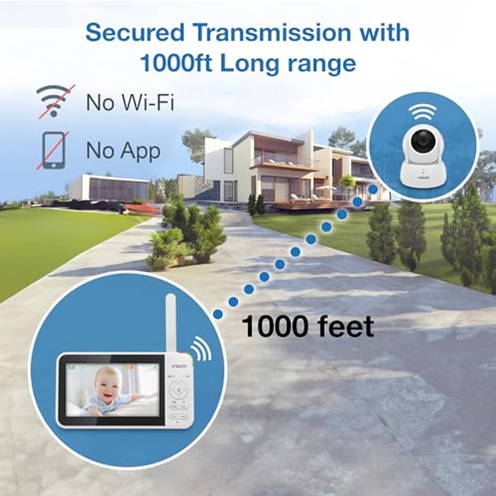 VTech VM924-2 5" Pan Tilt Zoom Video Baby Monitor with 2 Cameras - No WiFi, 17Hr Battery, 1000ft Range, Night Vision, Lullabies & Temperature Sensor - Ideal for New Parents & Twins by VTech - Image 8