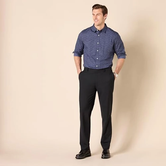 Amazon Essentials Men's Slim-Fit Wrinkle-Resistant Stretch Dress Pant, Black, 29W x 32L by Amazon Essentials - Image 7