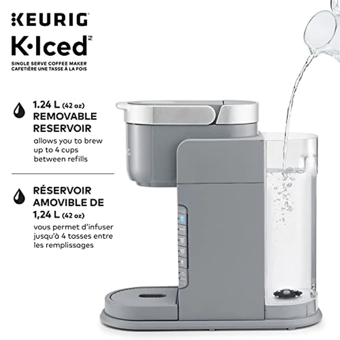 Keurig K-Iced Single Serve K-Cup Pod Coffee Maker, Featuring Simple Push Blue Button Brew Over Ice, Grey by Keurig - Image 6