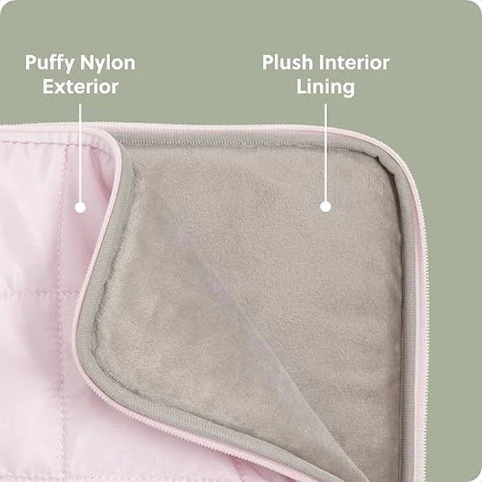 U Brands Nylon Puffy Zipping Medium Laptop Sleeve, 9.75" x 13", MacBook Bag, Laptop Case for MacBook Pro, MacBook Air, Chromebook, HP Computer, Petal Pink by U Brands - Image 3
