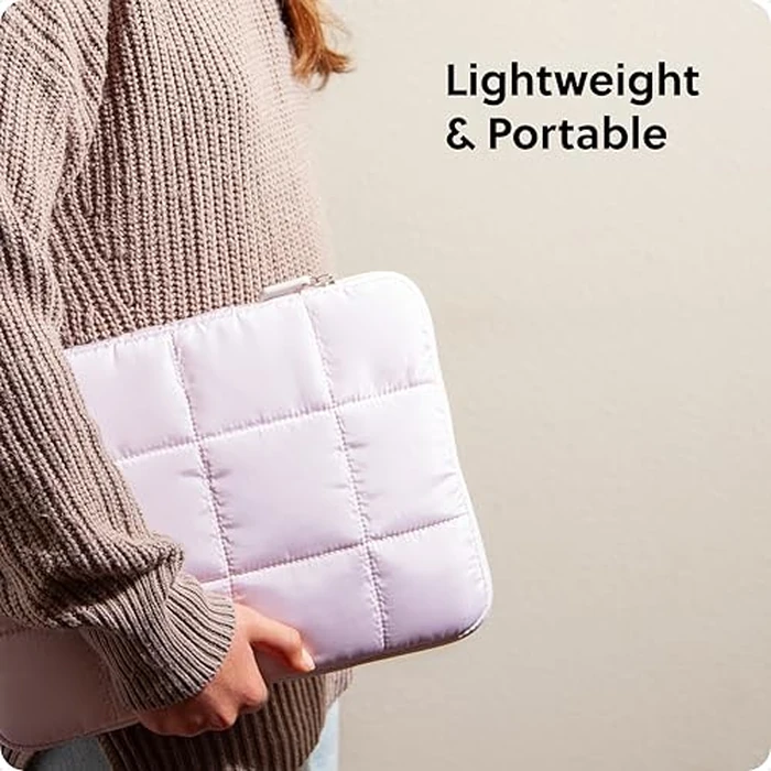 U Brands Nylon Puffy Zipping Medium Laptop Sleeve, 9.75" x 13", MacBook Bag, Laptop Case for MacBook Pro, MacBook Air, Chromebook, HP Computer, Petal Pink by U Brands - Image 5