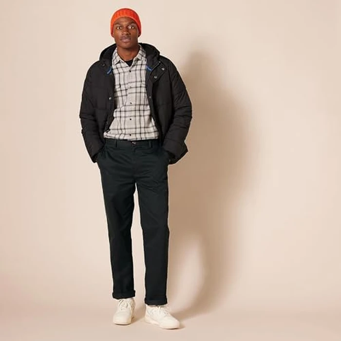 Amazon Essentials Men's Classic-Fit Wrinkle-Resistant Flat-Front Chino Pant (Available in Big & Tall), Black, 42W x 28L by Amazon Essentials - Image 3