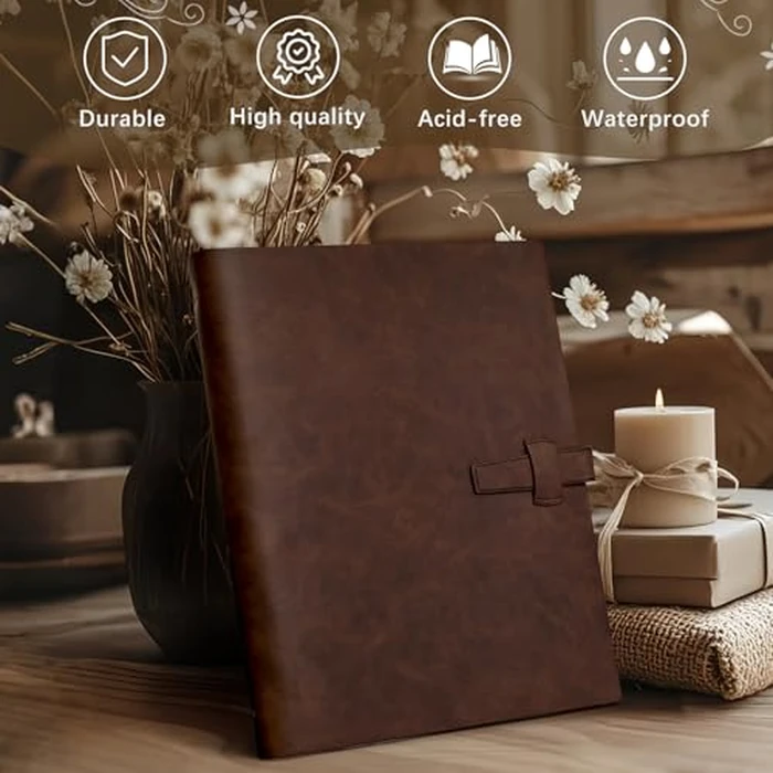 Artmag Photo Album 4x6 320 Photos, Thick Leather Cover Picture Album with 20 PCS Kraft Writing Paper Holds 320 Vertical Photos for Family Wedding Anniversary (Brown) by Artmag - Image 4