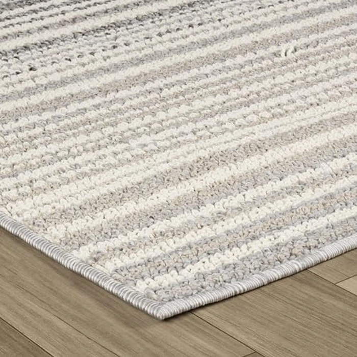 Rug Branch Sena 4' x 6' (3'11" x 5'7") Grey/Beige Striped Indoor Area Rug, Contemporary, Medium Pile, Stain-Resistant Carpet - Living Room, Bedroom, Dining Room, and Kitchen by Rug Branch - Image 2