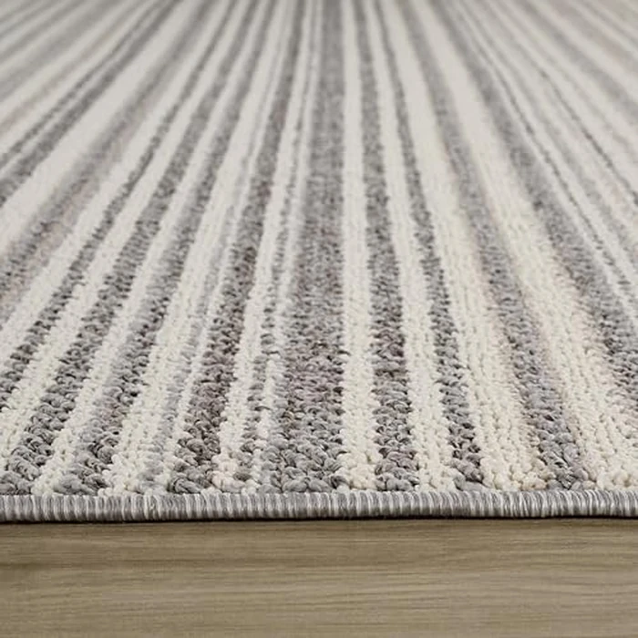 Rug Branch Sena 4' x 6' (3'11" x 5'7") Grey/Beige Striped Indoor Area Rug, Contemporary, Medium Pile, Stain-Resistant Carpet - Living Room, Bedroom, Dining Room, and Kitchen by Rug Branch - Image 3