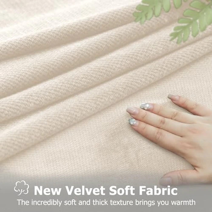 Arfntevss Velvet Sectional Couch Covers L Shape Couch Cushion Covers Slipcovers Fitted Stretch Corner Pet Sofa Cover for Dog Soft & Non-slip U Shaped Furniture Protector (5 Seat 6 Back Cushion, Beige) by Arfntevss - Image 5