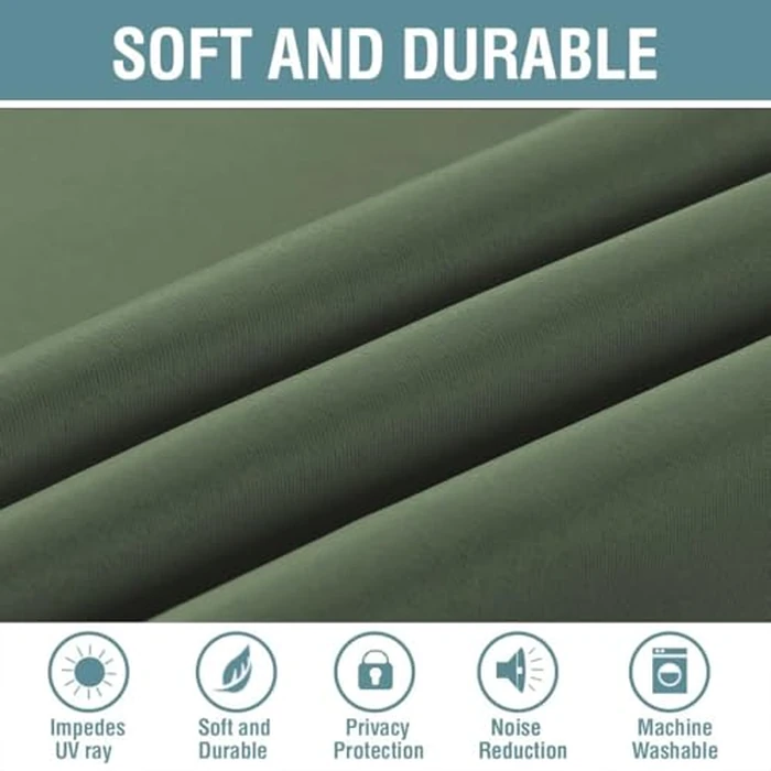H.VERSAILTEX Blackout Curtain for Living Room Thermal Insulated Window Treatment Curtain Extra Long 84 inch Length Energy Saving Solid Grommet Top Blackout Drape, One Panel, Bronze Green, 52"W x 84"L by H.VERSAILTEX - Image 4