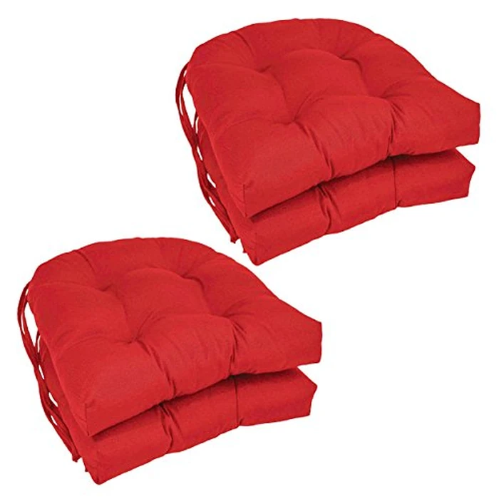 Blazing Needles Solid Twill U-Shaped Tufted Chair Cushions (Set of 4), 16", Red by Blazing Needles - Image 1