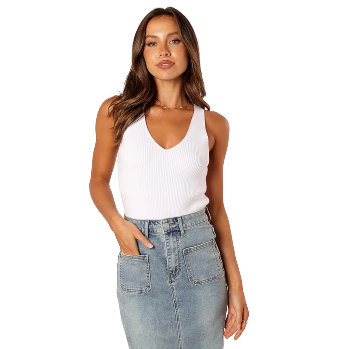 Emily Rib Top - White M by Petal & Pup - Used - Like New condition - US$37.05