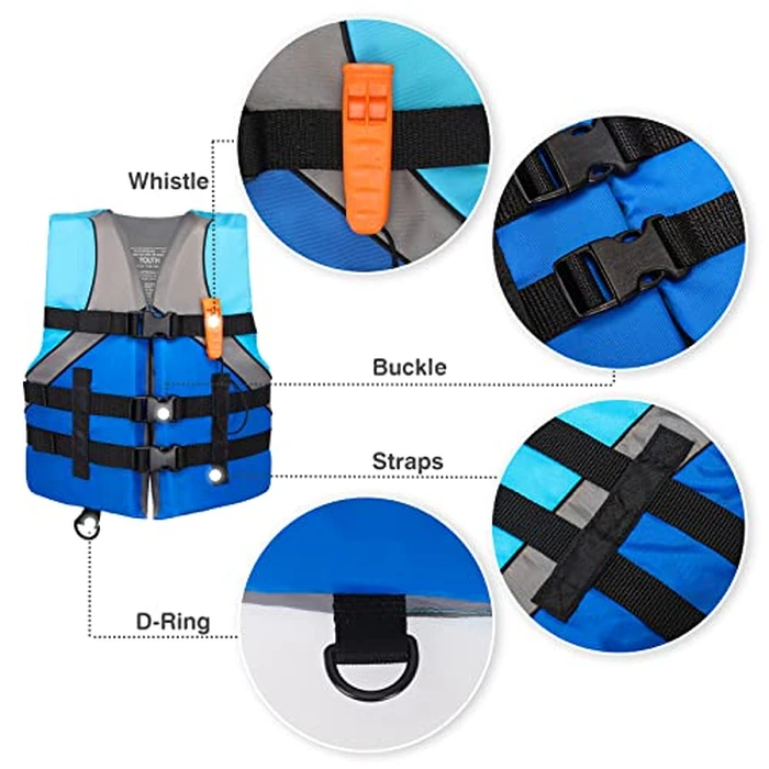 Leader Accessories Youth USCG Approved Life Jacket Vest Boating Vest (Blue) by Leader Accessories - Image 2