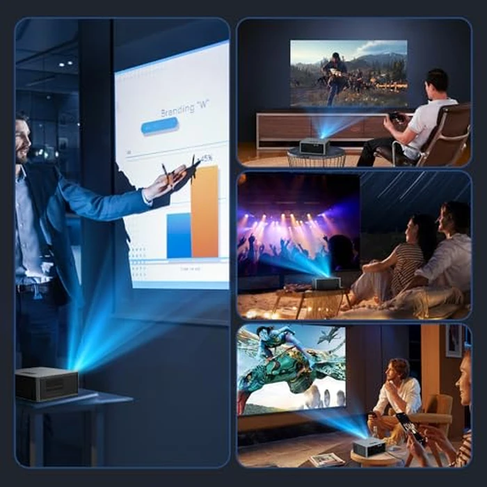 [Short Throw/2500 ANSI/E-Focus] SOPYOU 4K Decoding Projector with WiFi and Bluetooth, Outdoor Movie Projectors, Max 450" Display Home Theater, Portable Smart Proyector for iOS/Android/TV Stick/PS5 by SOPYOU - Image 8