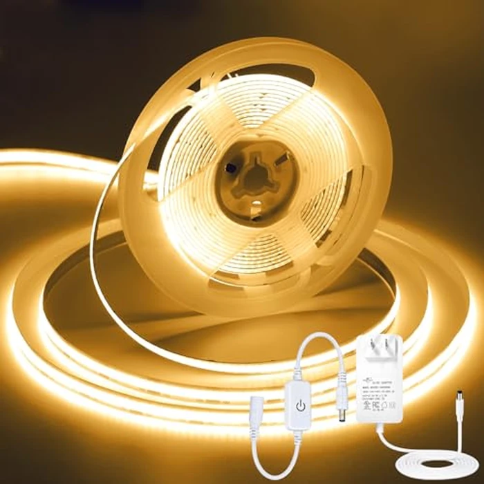 iNextStation COB LED Strip Light Warm White 32.8FT/10M, DC24V CRI 93+ Dimmable Flexible LED Tape Lights for Bedroom, Kitchen, TV Backlight, Cupboard, Wardrobe, Home Lighting Decor by iNextStation - Used - Like New condition