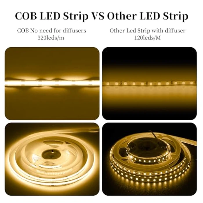 iNextStation COB LED Strip Light Warm White 32.8FT/10M, DC24V CRI 93+ Dimmable Flexible LED Tape Lights for Bedroom, Kitchen, TV Backlight, Cupboard, Wardrobe, Home Lighting Decor by iNextStation - Image 3